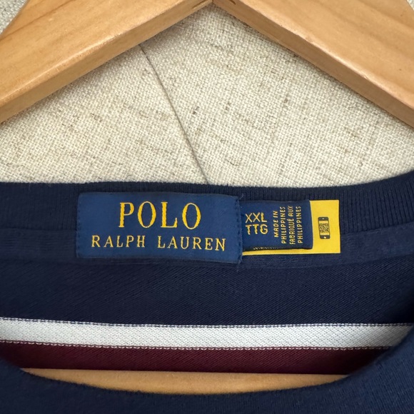 Polo Ralph Lauren Polo Bear Navy Multi Striped Pullover Sweatshirt Mens Size XXL - Picture 4 of 4